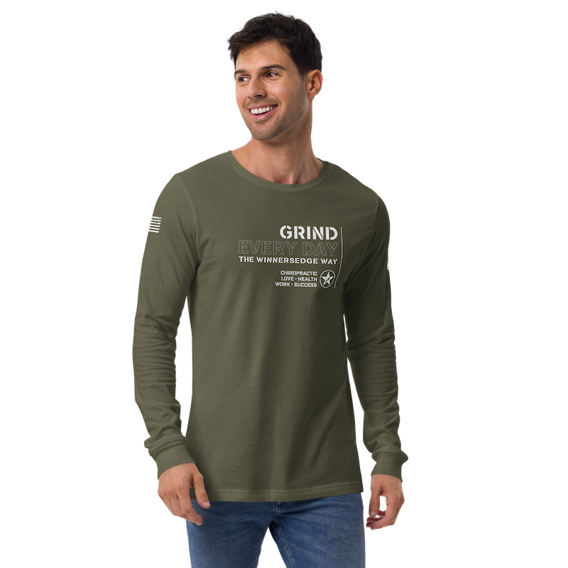 unisex long sleeve tee military green front 64905eed33d56